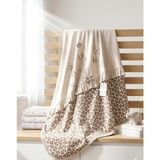 Miniday Baby Leopard Pattern Krem 85X90 Çift Kat Bebek Battaniye %100 Pamuk Interlok Örtü Yenidoğan Hastane Çıkışı - Bej
