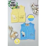 Miniel Erkek Bebek Tavşan Nakışlı Organik Pamuklu 3-6-9 Ay 2li Kapitone Bebek Yelek - RENKLİ