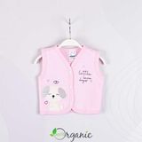 Miniel Kız Bebek Love Dogs Nakışlı Organik Pamuklu 1-3-6-9 Ay Kapitone Bebek Yelek - PEMBE