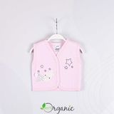 Miniel Kız Bebek Uyuyan Tavşan Nakışlı Organik Pamuklu 1-3-6-9 Ay Kapitone Bebek Yelek - PEMBE