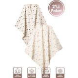 Miniel Organic Unisex Bebek %100 Organik Pamuklu Wood Baskılı Çok Amaçlı Müslin Örtü & Battaniye 2li Set 75X80 cm - 70 x 80 Cm