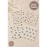 Miniel Unisex Bebek %100 Organik Pamuklu Karışık Baskılı Müslin Bebek Ağız Mendili & Ter Bezi 4Lü Set 25x25 Cm