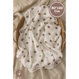 Miniel Unisex Bebek %100 Pamuklu Ayıcık Baskılı Çok Amaçlı Müslin Bebek Örtü & Bebek Battaniyesi 80x100 Cm XL BOY
