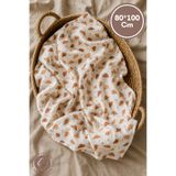 Miniel Unisex Bebek %100 Pamuklu Kuruvasan Baskılı Çok Amaçlı Müslin Bebek Örtü & Bebek Battaniyesi 80x100 Cm XL BOY