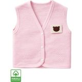Miniel Unisex Bebek Ayıcık Armalı Organik Pamuklu 3-6-9 Ay Kapitone Bebek Yele - 0 - 3 Ay - Pembe