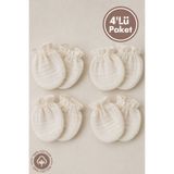 Miniel Unisex Bebek Yeni doğan Pamuklu Müslin Lastikli Bebek Eldiveni 4 Çift Set