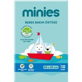 Minies 60 x 90 cm Bebek Bakım Örtüsü 10 Adet Sızdırmaz Dış Yüzey ile Rahat Kullanım