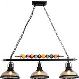 Minifair Retro Endüstriyel Bilardo Avizesi Siyah Demir, 98 Cm, Ayarlanabilir Zincirli Lamba