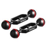 MINIFOCUS Çift 2,54 cm Top Kolu 10,48 cm Ölçeklenebilir Alüminyum Alaşım Sualtı CNC Kol Sistemi Konektör Top Kafa Uzantısı, Strobe/Video Işığı/Dalış Kamerası Tepsisi için, Su Geçirmez ve Paslanmaz