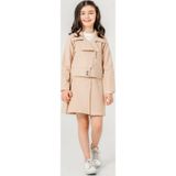 Minigimin Cicileri (7-11 Yaş) Gabardin Kruvaze Yaka Ceket Etekli 3 Lü Takım - Bej