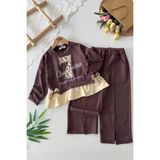 Miniğimin Cicileri 7 Leopar Baskılı Fiyonk Detaylı Kız Çocuk 2 Li Takım - Kahverengi - 5 - 6 Yaş