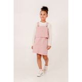 Miniğimin Cicileri (8-12 Yaş) Gabardin Püsküllü Salopet Yelek Etekli 3 lü takım - Pembe - 9 - 10 Yaş