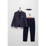 Miniğimin Cicileri Blazer Ceket, Pantolon ve Papyon Erkek Çocuk Takım Elbisesi - Lacivert - 1 Yaş