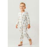 Miniğimin Cicileri Çıtçıtlı Ayıcık Baskılı Pamuklu Erkek Çocuk pijama takımı - Kahve - 3 Yaş