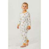 Miniğimin Cicileri Çıtçıtlı Ayıcık Baskılı Pamuklu Erkek Çocuk pijama takımı - Sarı - 5 Yaş