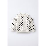 Miniğimin Cicileri Fırfır Detaylı Puantiyeli Kız Çocuk Sweatshirt - Beyaz - 5 - 6 Yaş