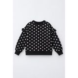 Miniğimin Cicileri Fırfır Detaylı Puantiyeli Kız Çocuk Sweatshirt - Siyah - 6 - 7 Yaş
