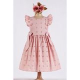 Miniğimin Cicileri Fırfırlı Broderie Fiyonklu Kız Çocuk Elbisesi - Pembe - 8 - 9 Yaş