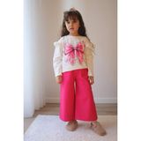 Miniğimin Cicileri Fiyonk Baskılı Omuz Detaylı Sweat Gabardin Pantolon kız çocuk takım - Pembe - 3 - 4 Yaş