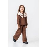 Miniğimin Cicileri Fiyonk Detaylı Triko Kız Çocuk 2 li takım - Kahve - 3 - 4 Yaş