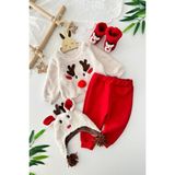 Miniğimin Cicileri Geyik Temalı Welsoft Bebek Unisex Yılbaşı 4 Lü takım - Kırmızı - 12 - 18 Ay