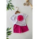 Minigimin Cicileri Gül Desenli Kız Çocuk Şortlu 2 li takım - Fuşya - 9 - 10 Yaş