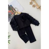 Miniğimin Cicileri Kalp Leopar Desenli Mnn Kız Çocuk 2 li takım - Siyah - 4 - 5 Yaş