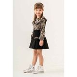 Miniğimin Cicileri Leopar Gömlekli Fiyonk Detaylı Kız Çocuk 2 li takım - Kahve - 3 - 4 Yaş