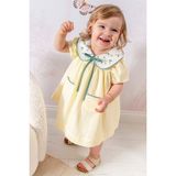 Miniğimin Cicileri Limon Nakışlı Bebe Yaka Kız Bebek Elbise - Sarı - 9 Ay