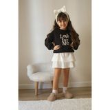 Miniğimin Cicileri Love Forme Nakışlı Sweat Etek Kız çocuk takım - Siyah - 9 - 10 Yaş