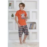 Miniğimin Cicileri Minigimin Cicileri Erkek Çocuk Kapri Düğmeli Ekose Pijama Takım Kiremit - 6 - 7 Yaş
