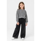 Miniğimin Cicileri Minigimin Cicileri Yıldız Taşlı Detaylı Sweatshirt Yıldız Detay Jean Pantolonlu 2 Li Kız Çocuk Takım - Gri - 8 Yaş