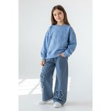 Miniğimin Cicileri Minigimin Cicileri Yıldız Taşlı Detaylı Sweatshirt Yıldız Detay Jean Pantolonlu 2 Li Kız Çocuk Takım - Mavi - 8 Yaş
