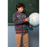 Miniğimin Cicileri N.y.c Club Kolej Yaka Unisex Çocuk Çıtçıtlı Ceket - Gri - 10 Yaş