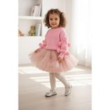 Miniğimin Cicileri Pon Pon Detaylı Triko Kız Çocuk Kazak - Şeker Pembe - 2 - 3 Yaş