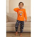 Miniğimin Cicileri Space Baskılı Erkek Çocuk Pijama takımı - Turuncu - 6 - 7 Yaş