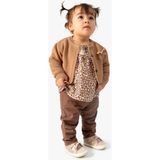 Miniğimin Cicileri Triko Hırkalı Leopar Kız Çocuk 3 lü takım - Kahverengi - 2 Yaş