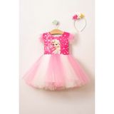 Miniğimin Cicileri Tütü Elbise Elsa Karakterli kız çocuk - Pembe - 1 Yaş