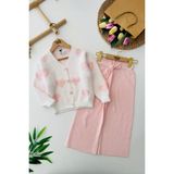 Miniğimin Cicileri Yumoş Kalp Desenli Kız Çocuk Hırkalı triko takım - Pembe - 4 - 5 Yaş