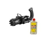 Minigun Pilli 19Cm 8 Ağız Köpük Tabanca + Yedek Baloncuk Likit 500Ml Siyah Bambmnm928