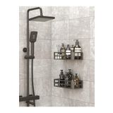 MiniHome 2’li Banyo Duş Rafı ve Düzenleyici, Şampuanlık, Sabunluk, Siyah Yapışkanlı Duş Organizer Su
