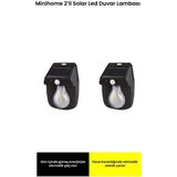 Minihome MH-2982 Solar Duvar Lambası Karanlık ve Hareket Sensörlü 2'li - Siyah