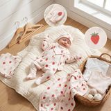 Minik Baby Wear Unisex Kız Bebek Erkek Bebek Kutulu Çilek Desenli Yenidoğan Organik Hastane Çıkışı 10'lu Set - 0 - 3 Ay - Kırmızı
