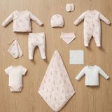 Minik Baby Wear Unisex Kız Bebek Erkek Bebek Kutulu Zürafa Desenli Yenidoğan Organik Hastane Çıkışı 10'lu Set - Krem - Bej