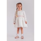 Minik Dolap Uzun Kollu Kız Bebek Elbisesi - 3 - 4 Yaş - Beyaz