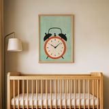 Minik Duvar Saati Çocuk Odası Duvar Posteri Çerçeveli Tablo Duvar Dekorasyonu - 21 x 30 - Ahşap Çerçeveli