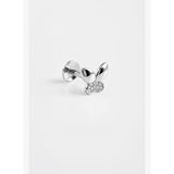 Minik Kelebek 18 Ayar Beyaz Altın Kaplama Gümüş Flat-Lobe Piercing