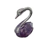 Minik Mor Kuğu Kristal Cam El Yapımı 6x7cm Tekli Biblo