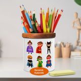 Minik Süper Kahramanlar Ahşap Seramik Kalemlik-2147905645 - Renkli