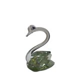 Minik Yeşil Kuğu Kristal Cam El Yapımı 6x7cm Tekli Biblo